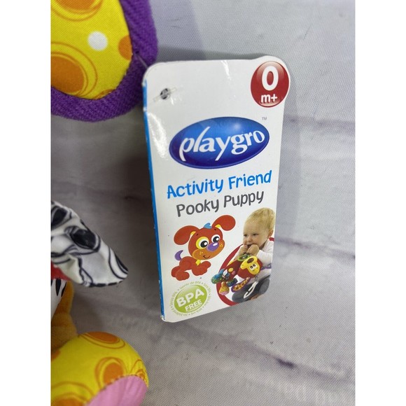 Playgro Activity Friend Pooky Puppy Dog Colorful Baby Rattle Teething Ring Toy - Picture 3 of 6